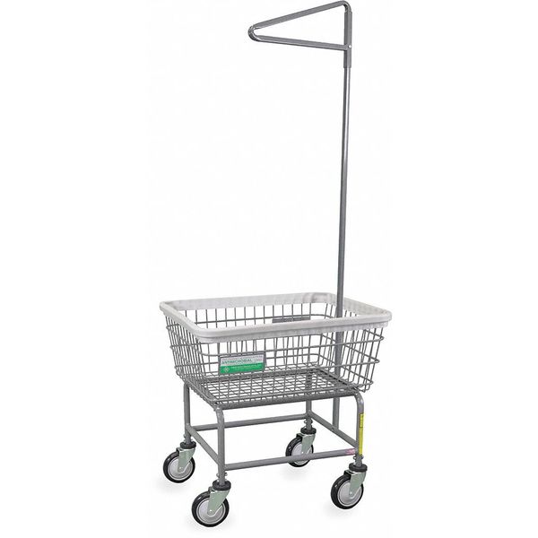 Antimicrobial Wire Utility Cart with Single Pole Rack, 2.5 Bushel