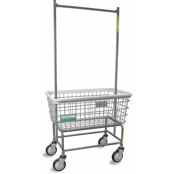 Antimicrobial Wire Utility Cart with Double Pole Rack, 4.5 Bushel