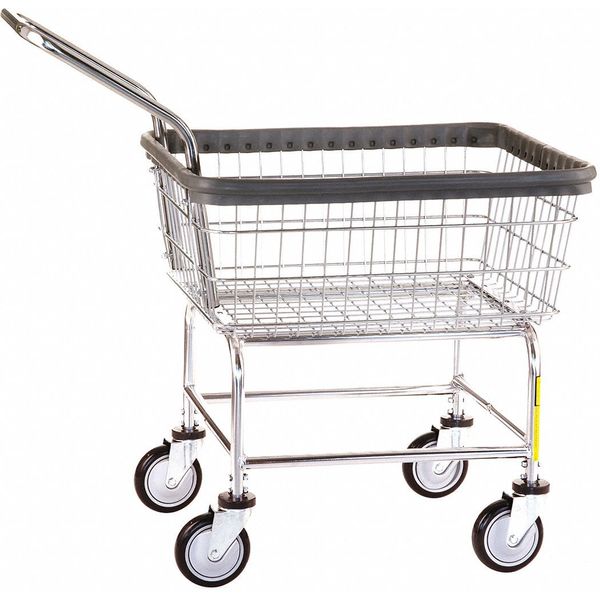 Wire Utility Cart with Handle, 2.5 Bushel, Chrome