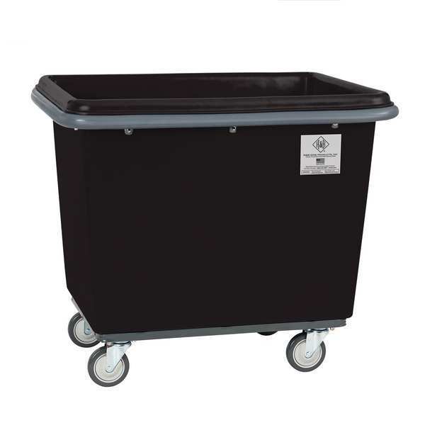 Poly Cube Truck with Air Cushion Bumper and Steel Base, 8 Bushel, Black