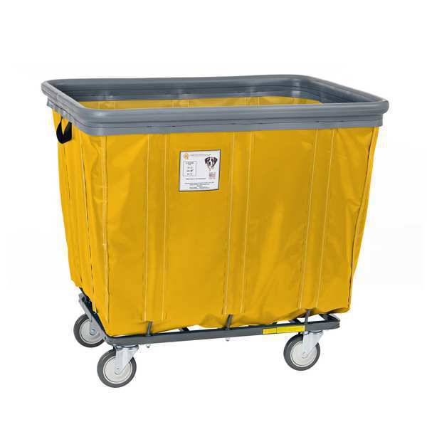 Vinyl Basket Truck with Air Cushion Bumper and Steel Base, 16 Bushel, Yellow