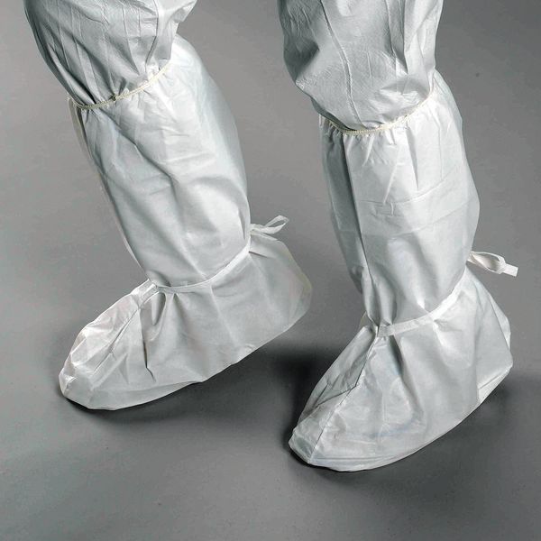 Critical CoverÂ® Boot Covers, Anti-Skid Sole, Ankle Ties, M, White, PK200