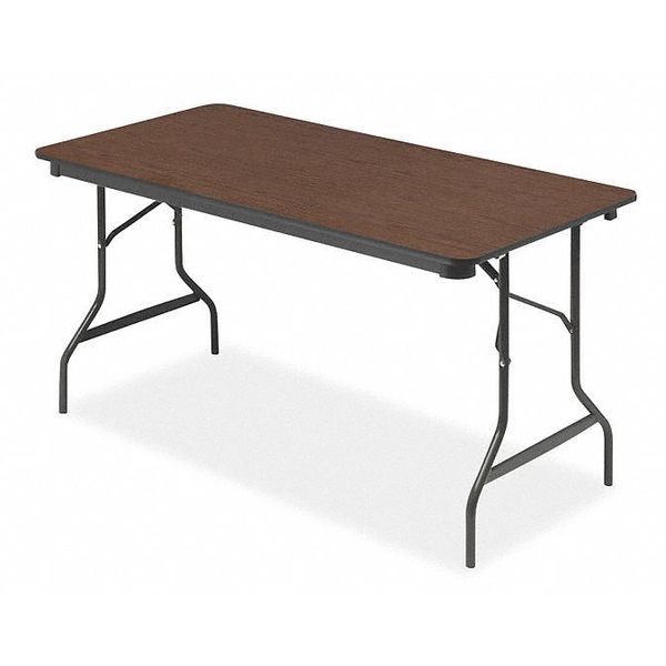 Rectangle Folding Table, 30 in W, 60 in L, 29 in H, Wood Top, Walnut
