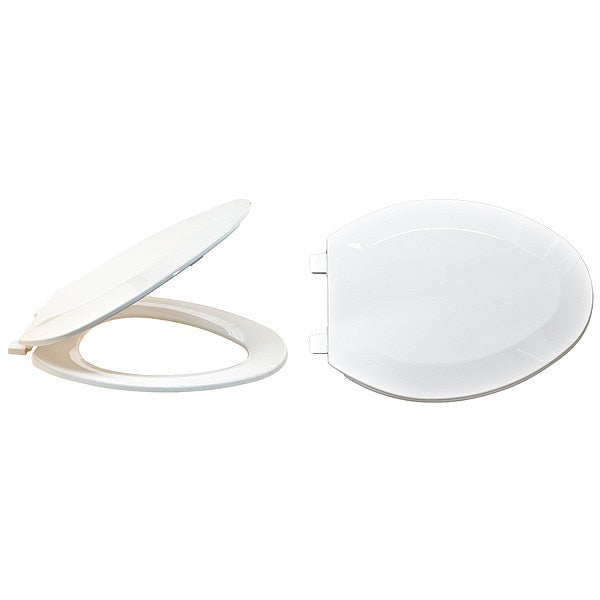 Toilet Seat, With Cover, Plastic, Elongated, White