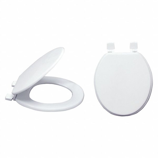 Toilet Seat, With Cover, Wood, Round, White