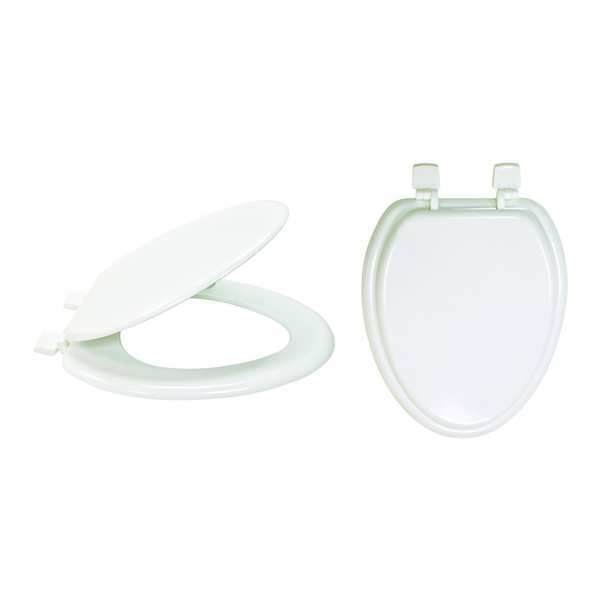Toilet Seat, With Cover, Wood, Elongated, White