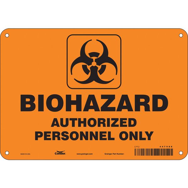 Biohazard Sign, 7 in H, 10 in W, Vertical Rectangle, English, 447V88