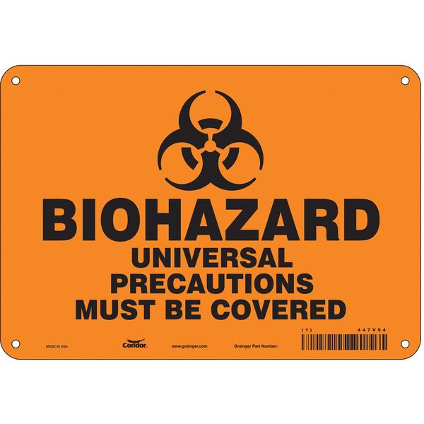 Biohazard Sign, 7 in H, 10 in W, Vertical Rectangle, English, 447V94