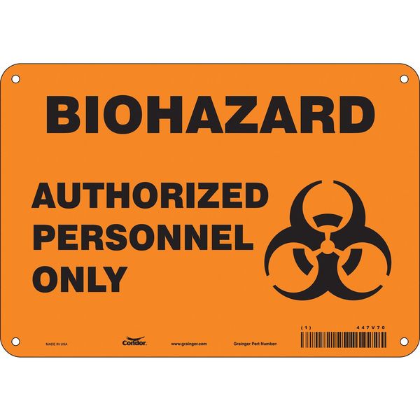 Biohazard Sign, 7 in H, 10 in W, Vertical Rectangle, English, 447V70