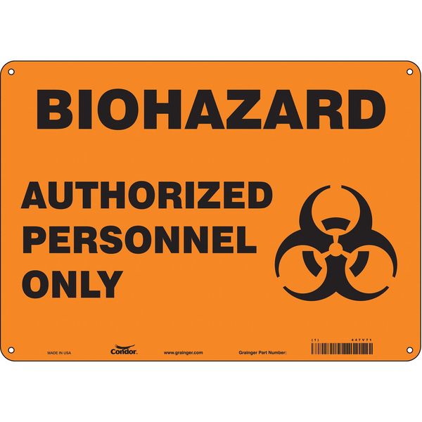 Biohazard Sign, 10 in H, 14 in W, Horizontal Rectangle, English, 447V71