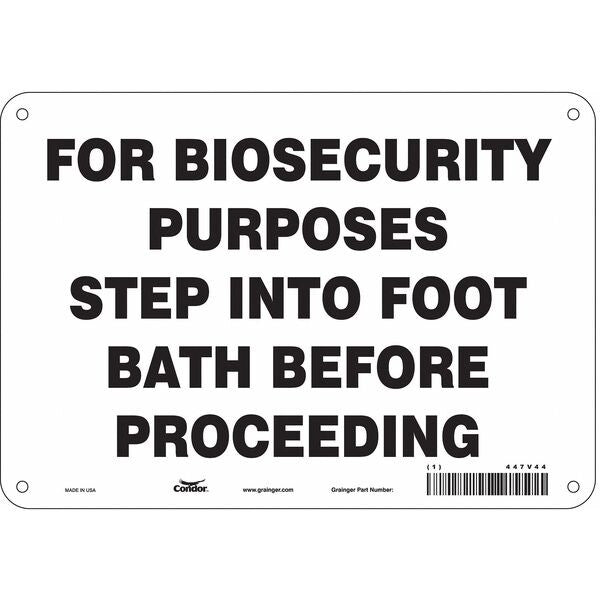 Biohazard Sign, 7 in H, 10 in W, Vertical Rectangle, English, 447V44