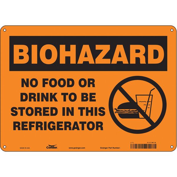 Safety Sign, 10 in Height, 14 in Width, Aluminum, Horizontal Rectangle, English, 447W08