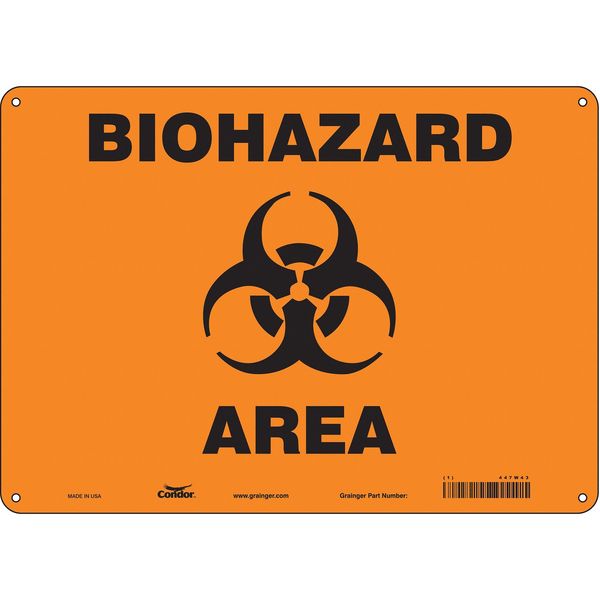 Biohazard Sign, 10 in H, 14 in W, Horizontal Rectangle, English, 447W43