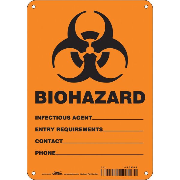 Safety Sign, 10 in Height, 7 in Width, Aluminum, Horizontal Rectangle, English, 447W48