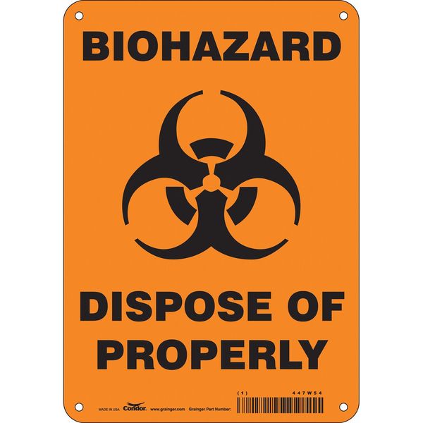 Safety Sign, 10 in Height, 7 in Width, Aluminum, Horizontal Rectangle, English, 447W54