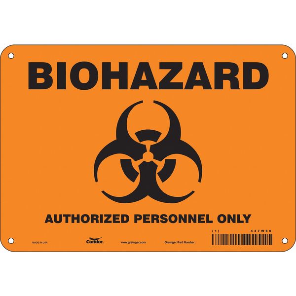 Biohazard Sign, 7 in H, 10 in W, Vertical Rectangle, English, 447W60