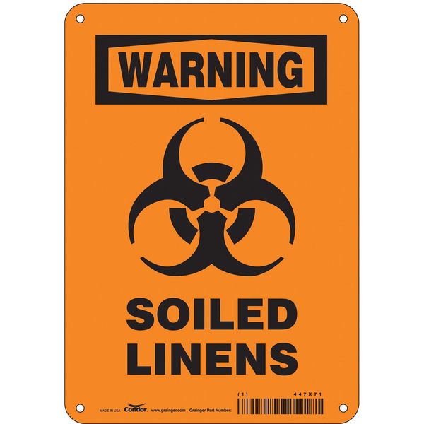 Biohazard Sign, 10 in H, 7 in W, Horizontal Rectangle, English, 447X71