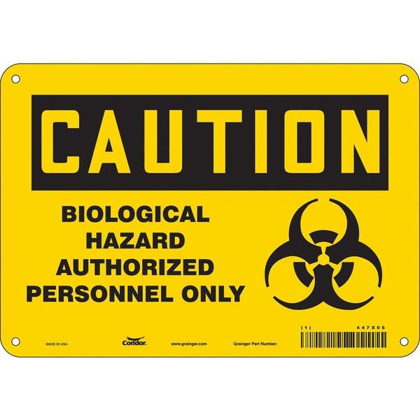 Biohazard Sign, 7 in H, 10 in W, Vertical Rectangle, English, 447X06