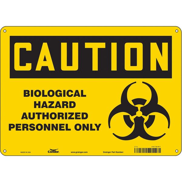 Biohazard Sign, 10 in H, 14 in W, Horizontal Rectangle, English, 447X07