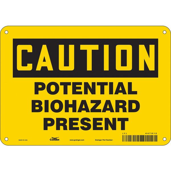 Biohazard Sign, 7 in H, 10 in W, Vertical Rectangle, English, 447X12