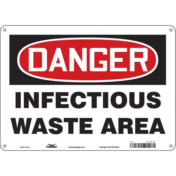 Biohazard Sign, 10 in H, 14 in W, Horizontal Rectangle, English, 447X19