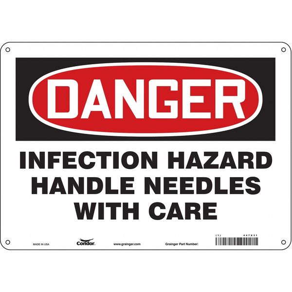 Safety Sign, 10 in Height, 14 in Width, Aluminum, Horizontal Rectangle, English, 447X31