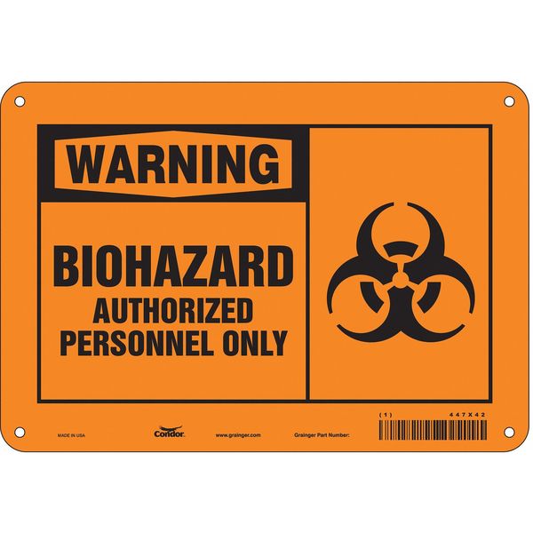Biohazard Sign, 7 in H, 10 in W, Vertical Rectangle, English, 447X42