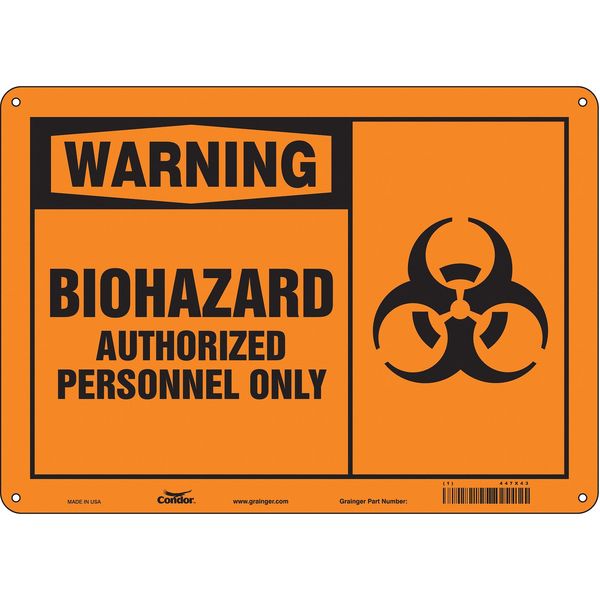 Biohazard Sign, 10 in H, 14 in W, Horizontal Rectangle, English, 447X43
