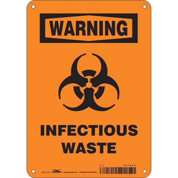 Biohazard Sign, 10 in H, 7 in W, Horizontal Rectangle, English, 447X64