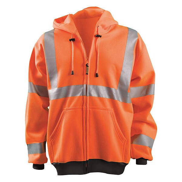 Hooded Sweatshirt, 2XL, ANSI Class 3
