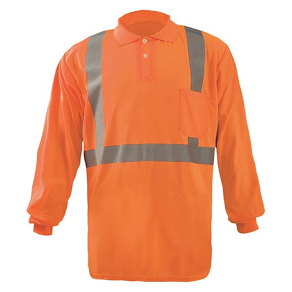Long Sleeve Polo Shirt, M, ANSI Class 2