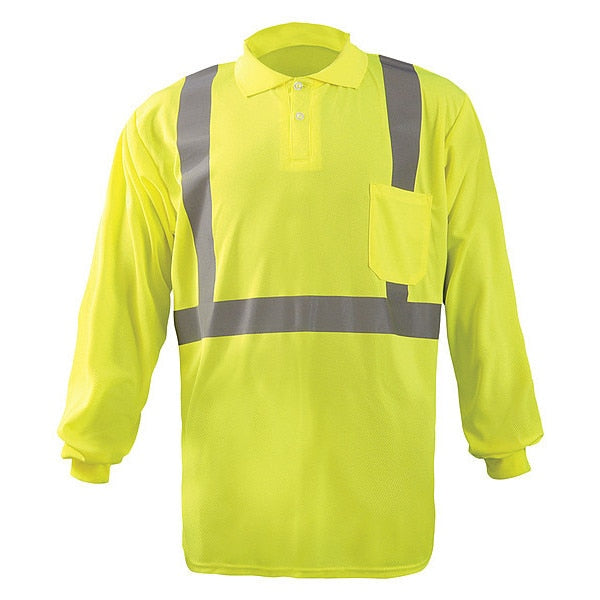 Long Sleeve Polo Shirt, M, ANSI Class 2