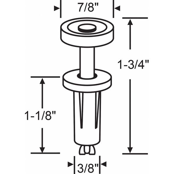 Door Top Roller, Nylon/Steel, 1-63/64
