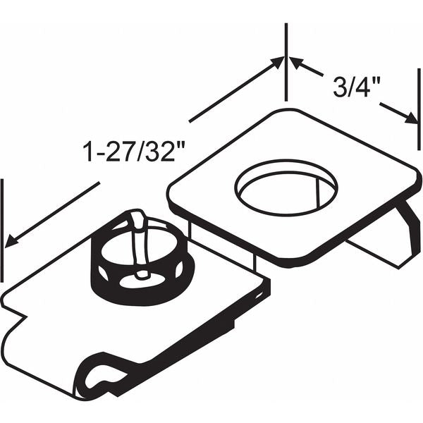 Door Pivot Bracket, Steel, 1-27/32