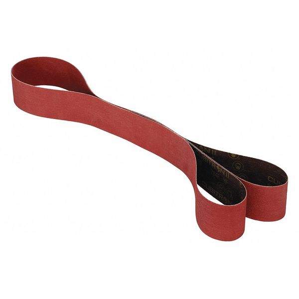 Sanding Belt, Coated, 1/2 in W, 18 in L, 120 Grit, Fine, Ceramic, 784F, Maroon