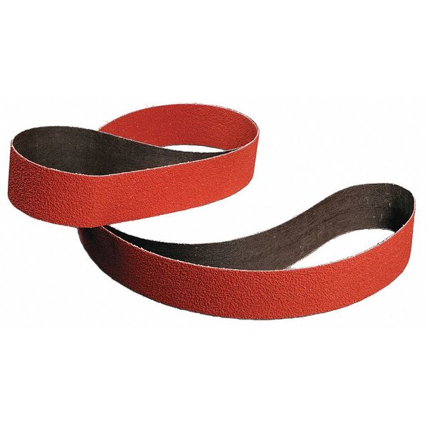 Sanding Belt, Coated, 4 in W, 132 in L, 36 Grit, Extra Coarse, Ceramic, 994F, Maroon