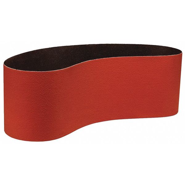 Sanding Belt, Coated, 6 in W, 48 in L, 80 Grit, Medium, Ceramic, 984F, Maroon