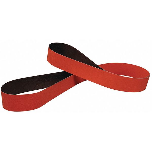 Sanding Belt, Coated, 4 in W, 132 in L, 60 Grit, Medium, Ceramic, 984F, Maroon
