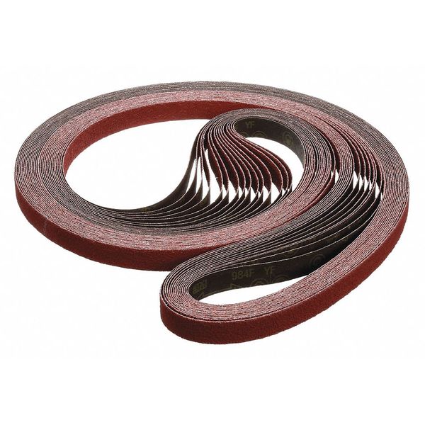 Sanding Belt, Coated, 1 in W, 137 in L, 36 Grit, Extra Coarse, Ceramic, 984F, Maroon
