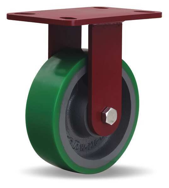 Plte Caster, Rgd, Poly, 6 in., 1200 lb., Grn