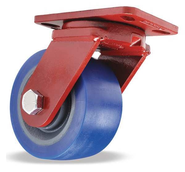 Plate Caster, Kingpinless Swivel, Poly, 6 in, 2450 lb.