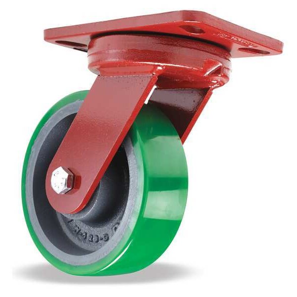Plate Caster, Kingpinless Swivel, Poly, 6 in, 1200 lb, A