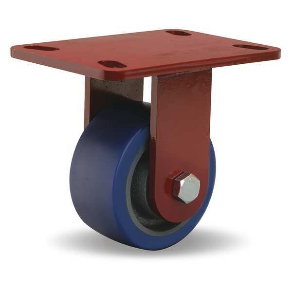 Plte Caster, Rgd, Poly, 4 in., 600 lb., Blue