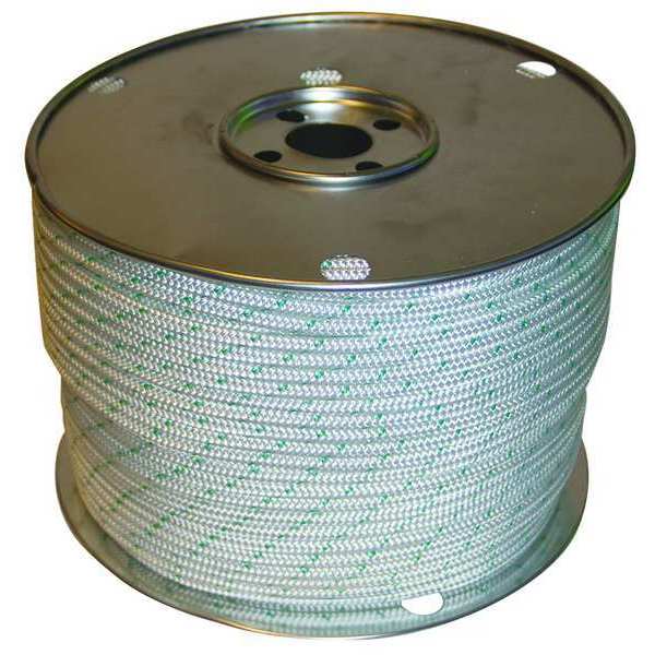 Rope, 600ft, Wht/Grn Tracer, 200lb., Polystr