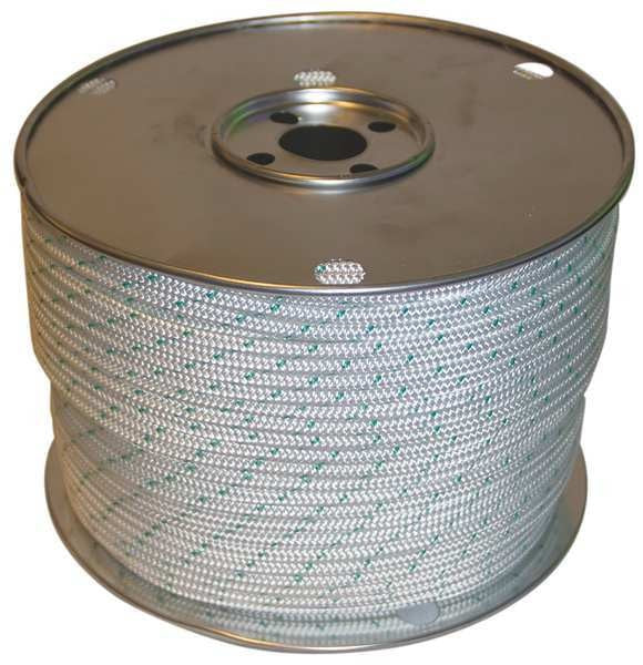 Rope, 600ft, Grn Tracer/Wht, 790lb., Polystr