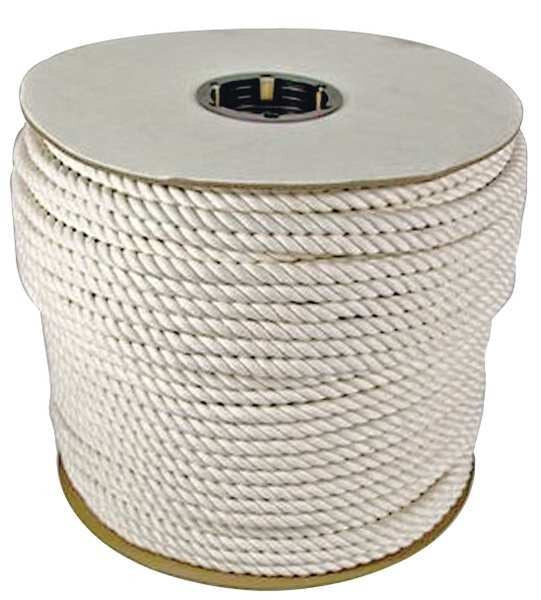 Rope, 600ft, Wht, 3/8 in. Dia., Cotton