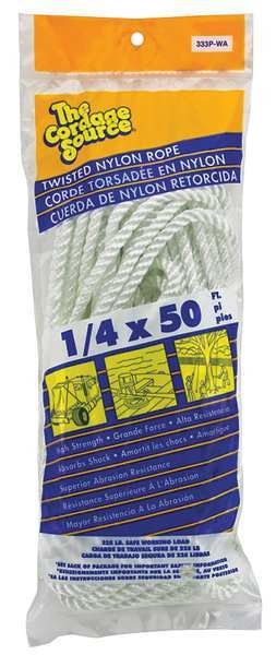 Rope, 50ft, Wht, Nylon