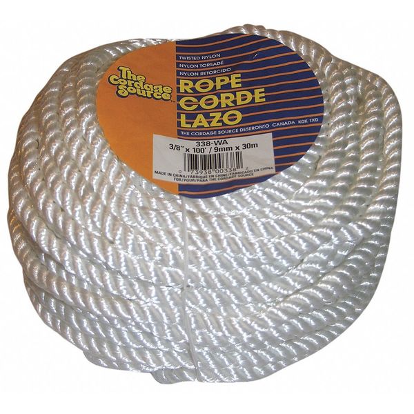 Rope, 100ft, Wht, 580lb., Nylon