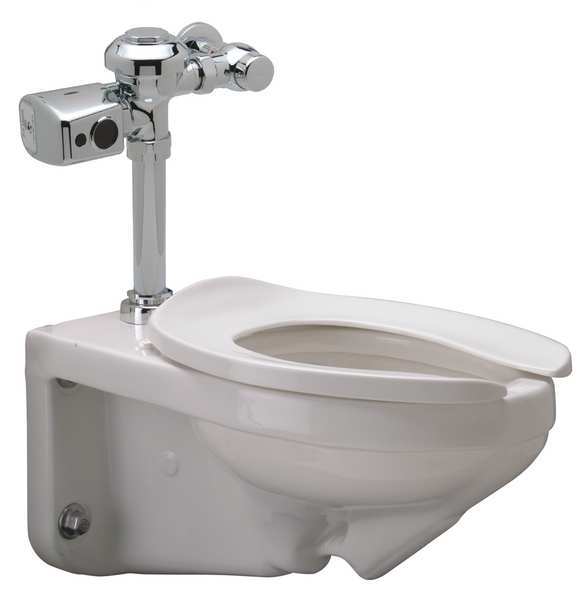 Flush Valve Toilet, 1.28 gpf, Siphon Jet, Wall Hung Mount, Elongated, White