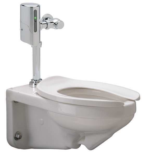 Flush Valve Toilet, 1.28 gpf, Siphon Jet, Wall Hung Mount, Elongated, White